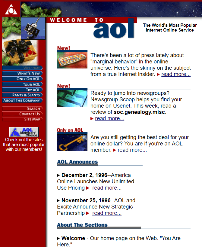 AOL from Dec 1996. Are your bookmarks outdated?