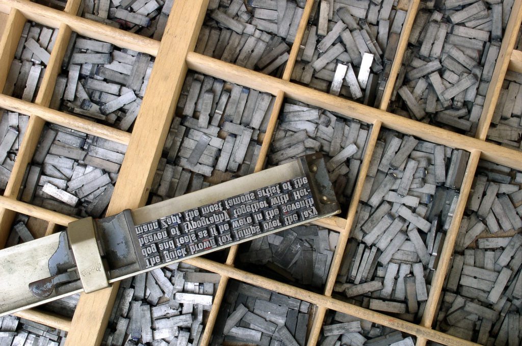 Type, for an old school printing press